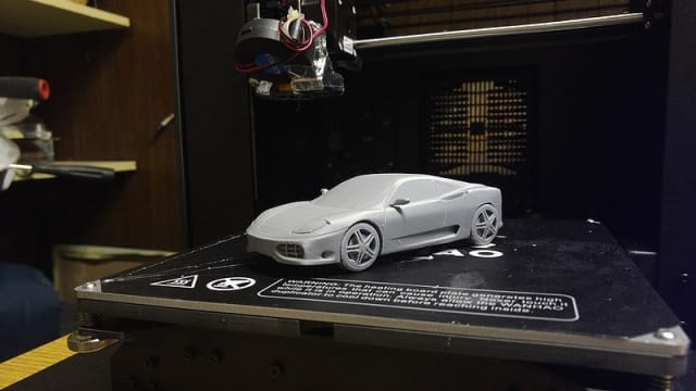 3D-printed model of a car.