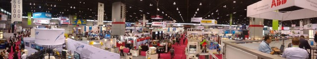 The view from atop the ABB booth in the North B Hall.