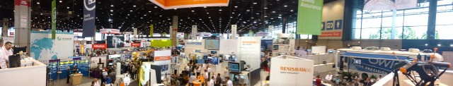 The view from atop the Renishaw booth in the East Hall.
