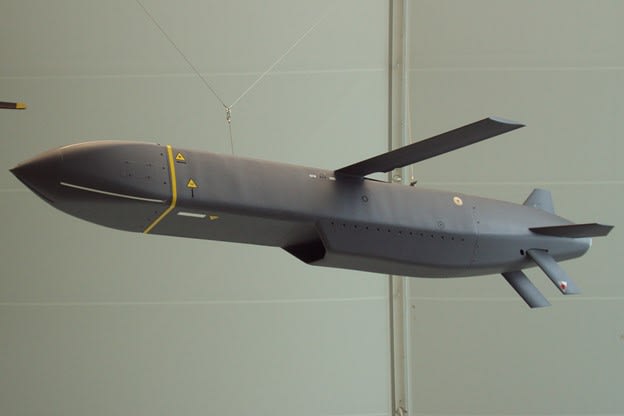 The Storm Shadow cruise missile on display at the Royal Air Force Museum. France and the U.K. cooperated to design and build the Storm Shadow. It is called the SCALP in France. Photo by Rept0n1x on wikimedia.org.